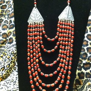Red & Black 7-Strand Beaded Necklace