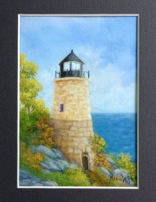 Lighthouse of Stone 8x10 Matted Oil Painting
